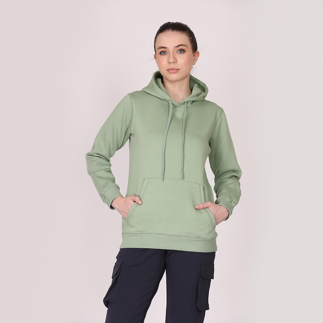 Women Basic Hoodie-Tea Green1