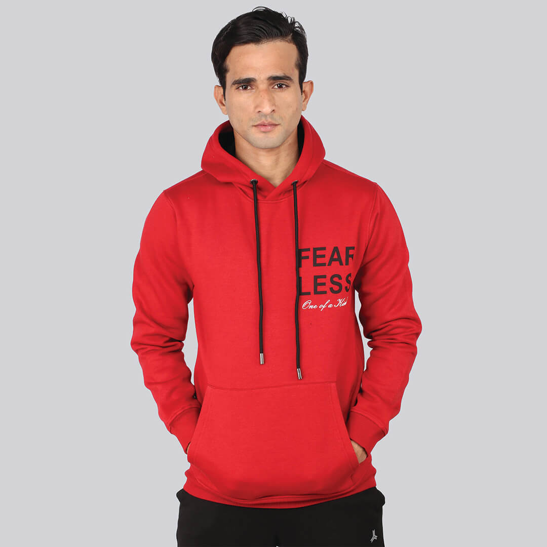 Graphic Print Hoodie SweatShirt Bold Red - Main Image