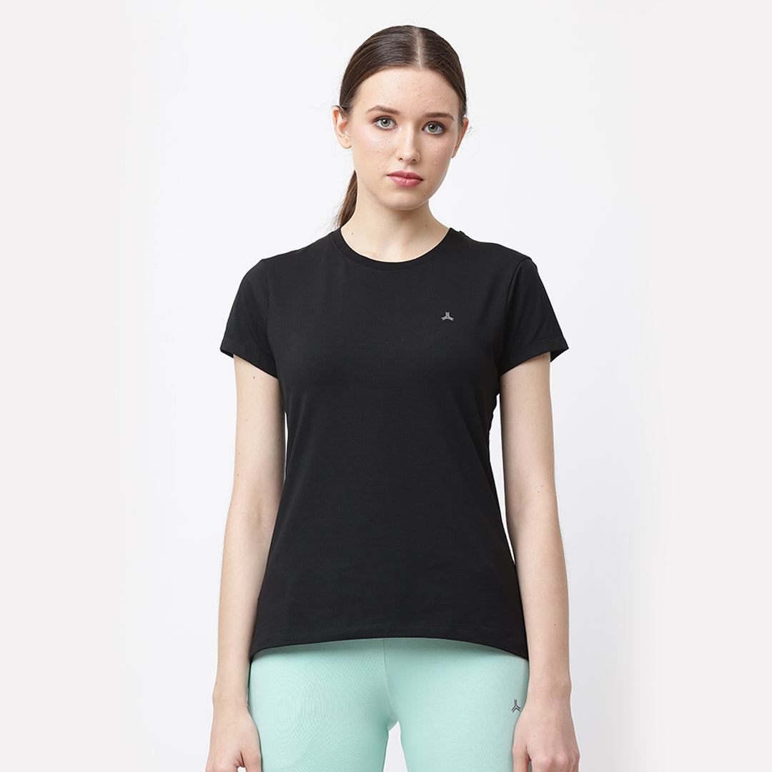 Crew Neck Solid T-Shirt Black1