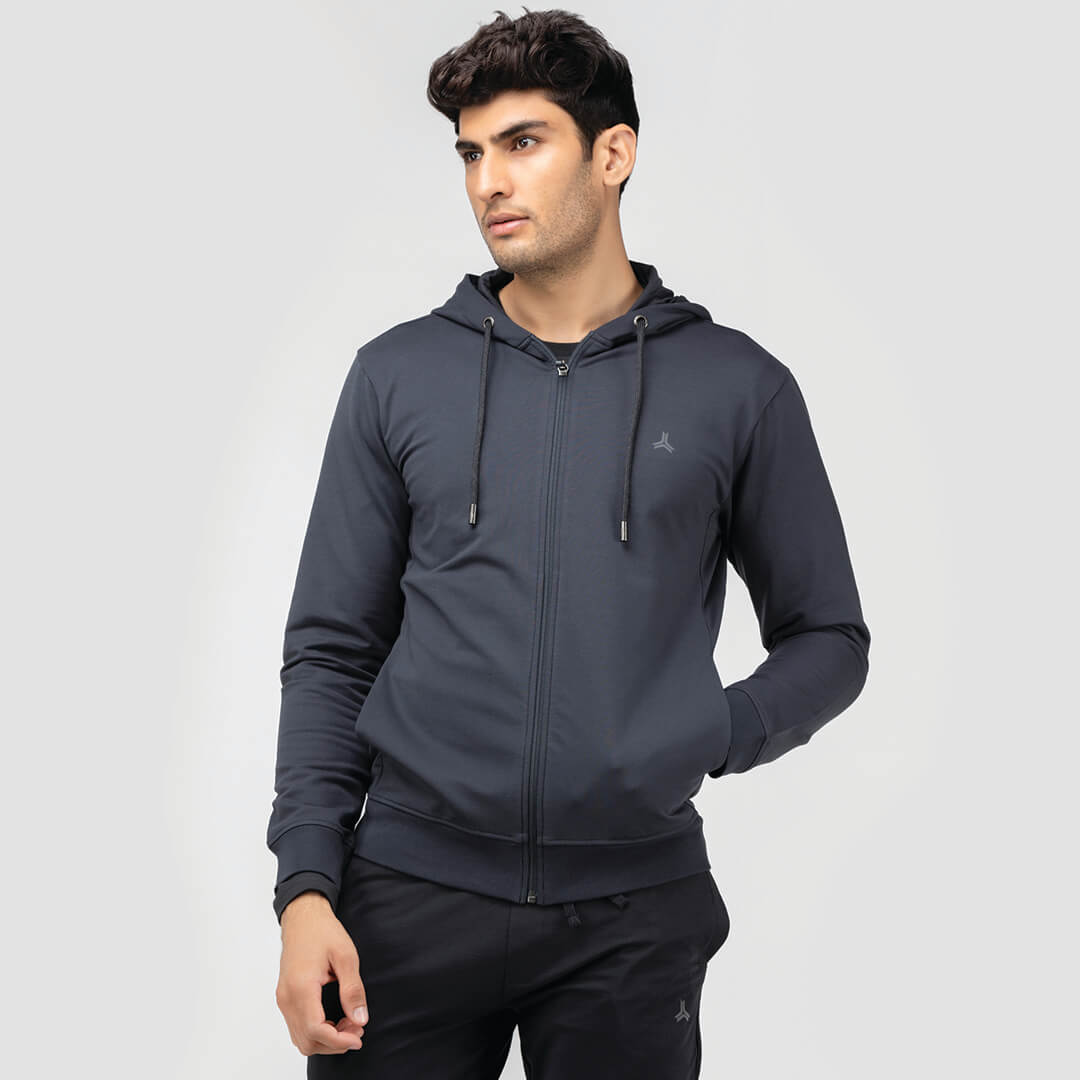 Men's charcoal hot sale zip hoodie