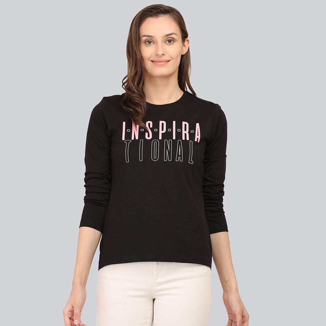 Graphic Printed Full Sleeve T-Shirt Black - Main Image