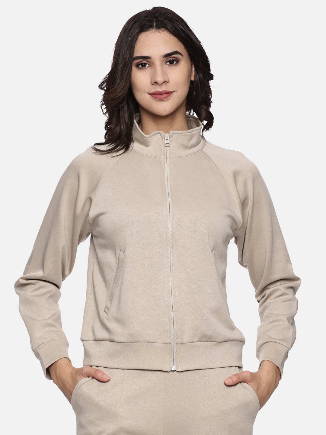 Modal Tech Flex Zip-up Sweatshirt - Bliss Beige
