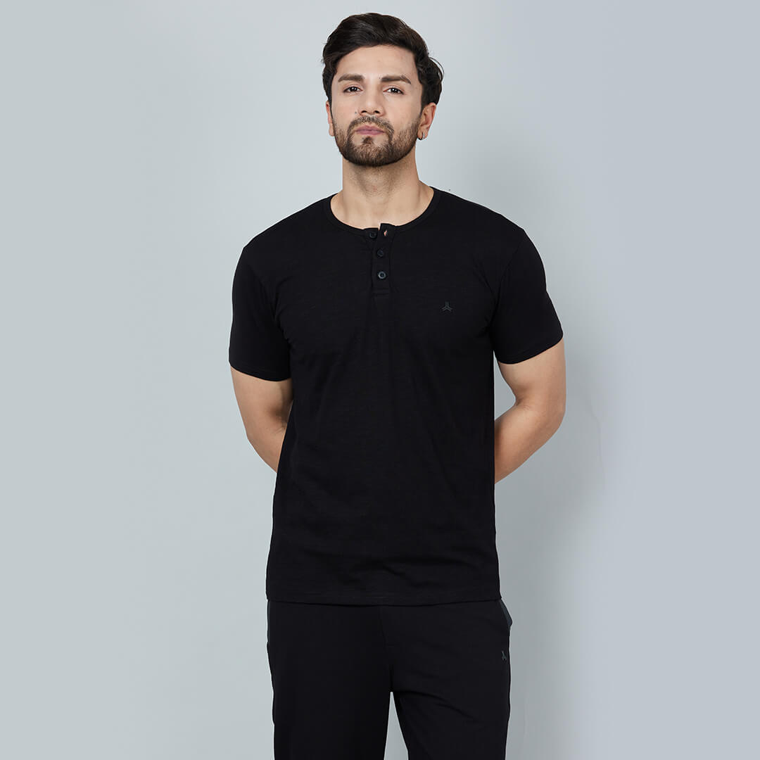 Infinia Men Stretch Slub Henley Tshirt