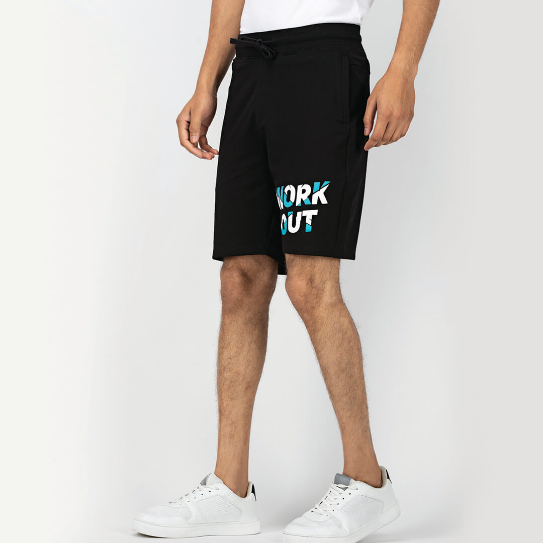 Men's Graphic Printed Shorts - Black ( Workout )