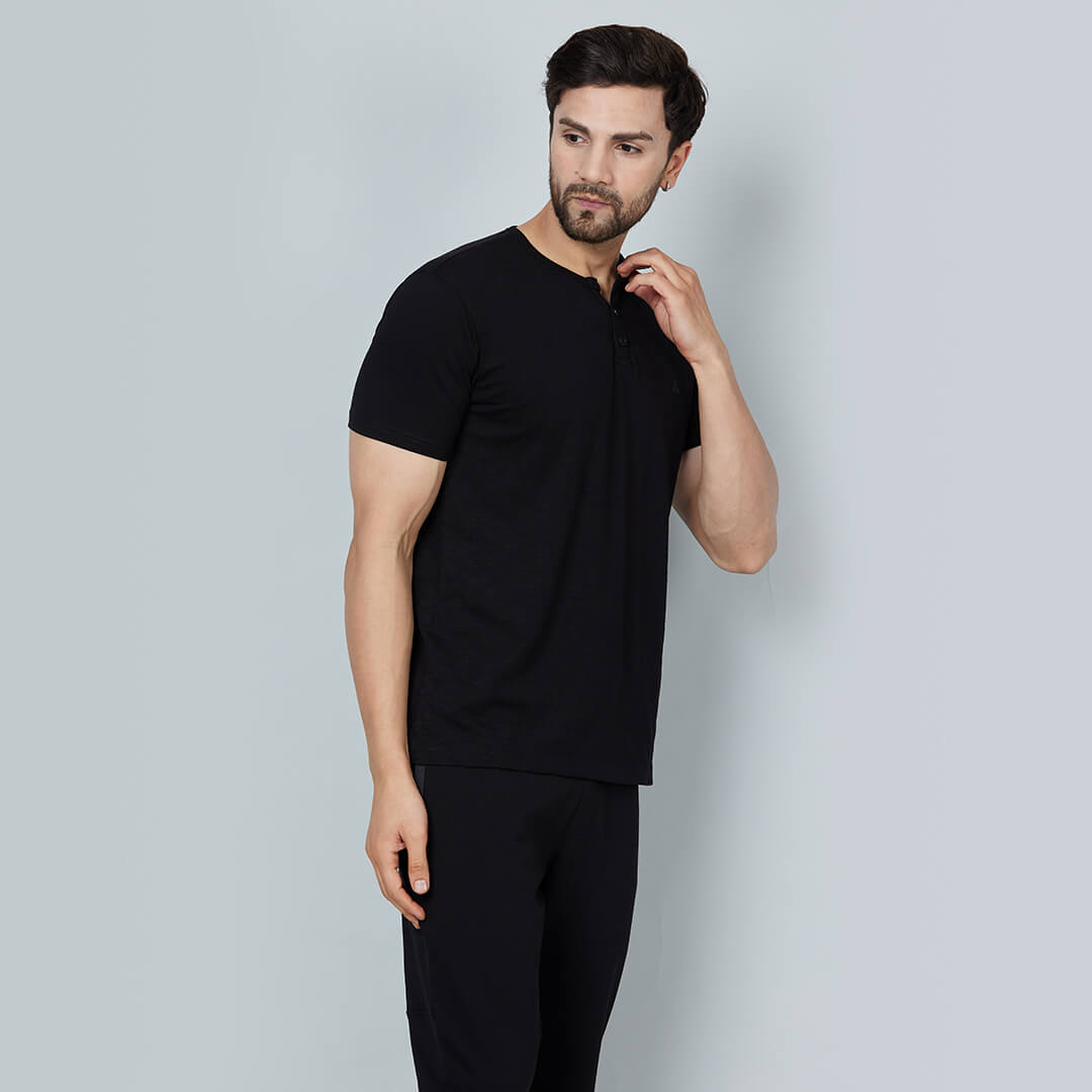 Infinia Men Stretch Slub Henley Tshirt