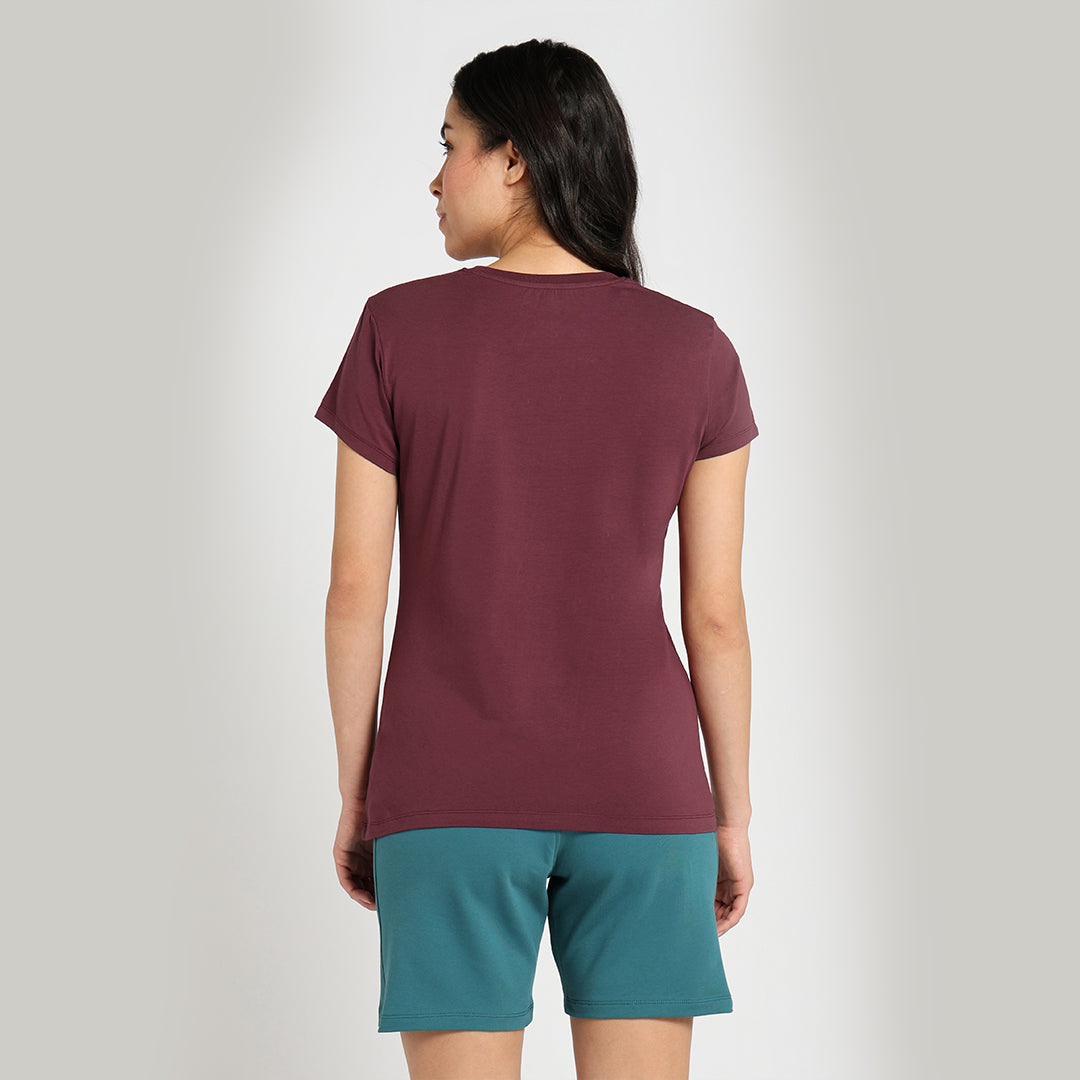 Crew Neck Solid T-Shirt - Bliss Burgundy