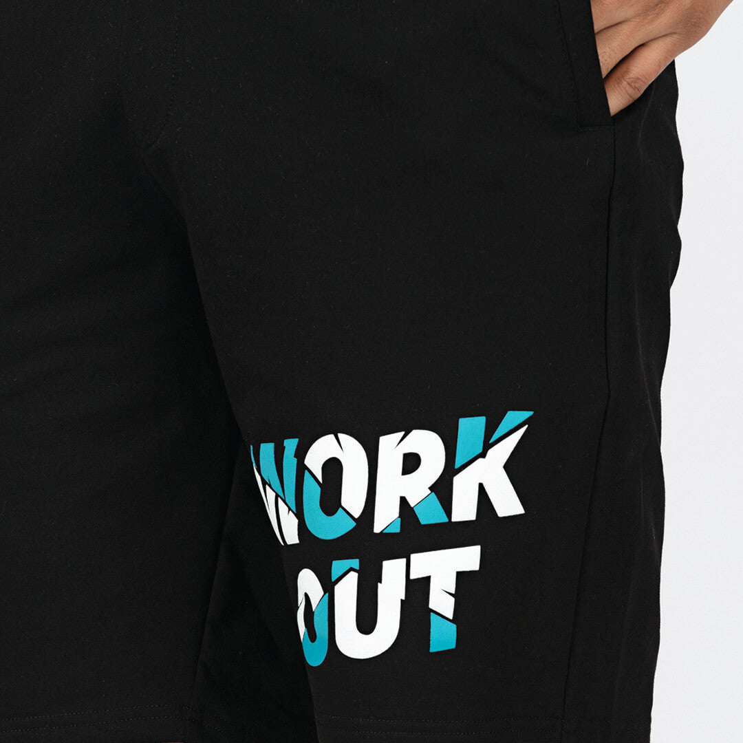 Men's Graphic Printed Shorts - Black ( Workout )