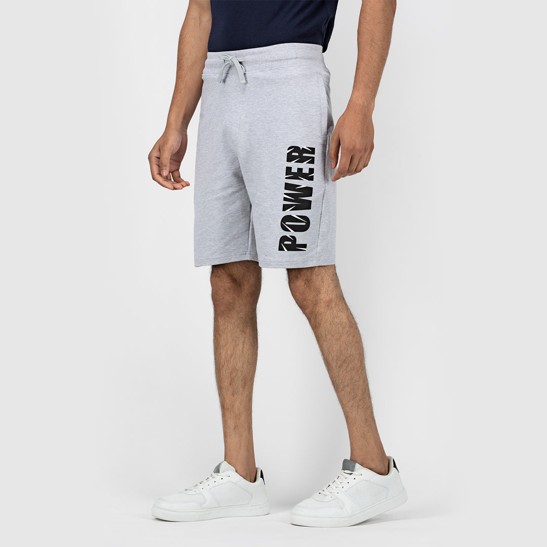 Men's Graphic Printed Shorts - Heather Grey ( Power )