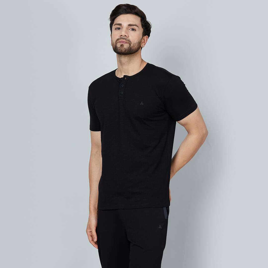 Infinia Men Stretch Slub Henley Tshirt