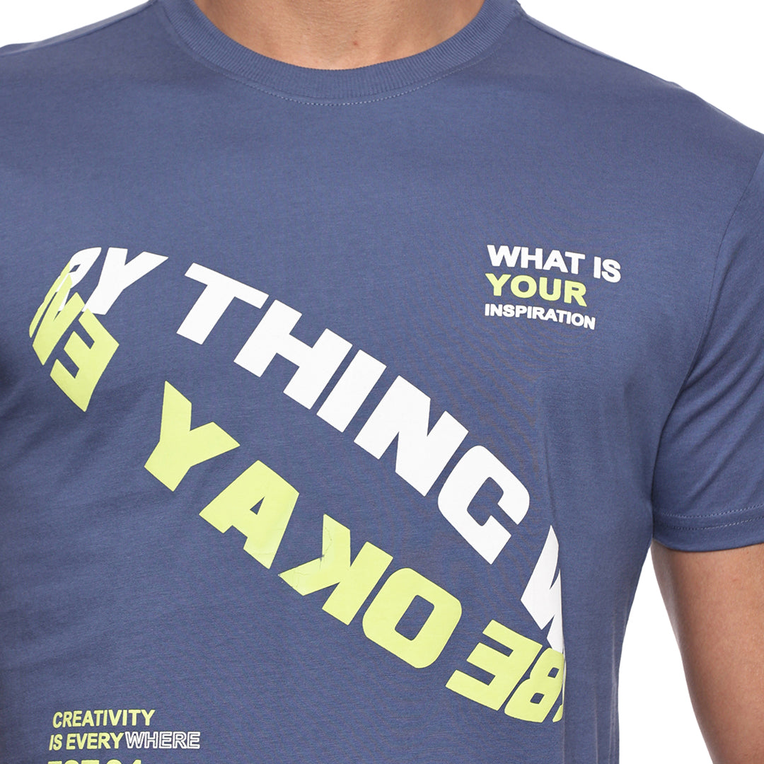 Graphic Printed T-shirt - Candy Blue
