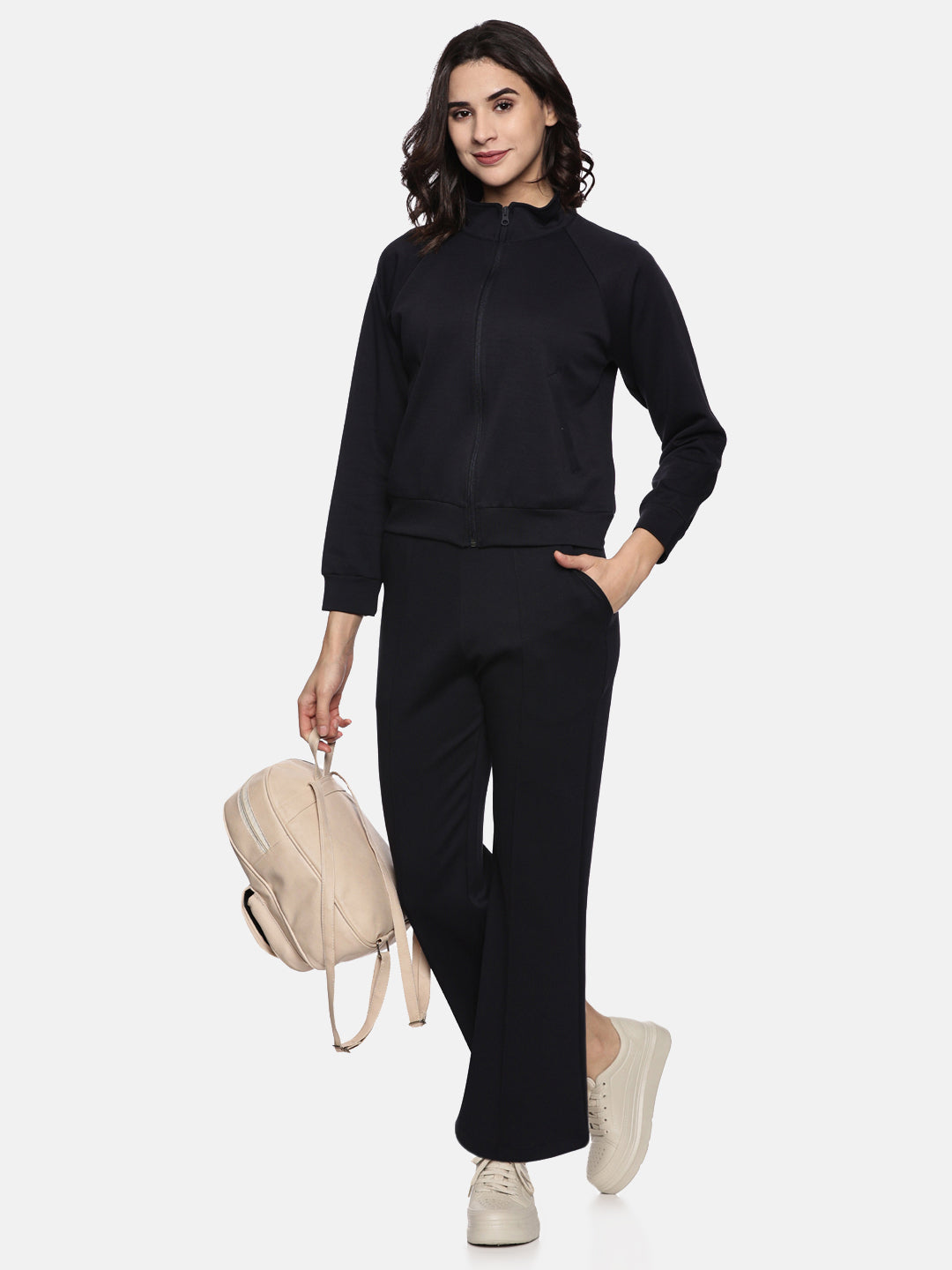 Modal Tech Flex Zip-up Sweatshirt - Pacific Navy