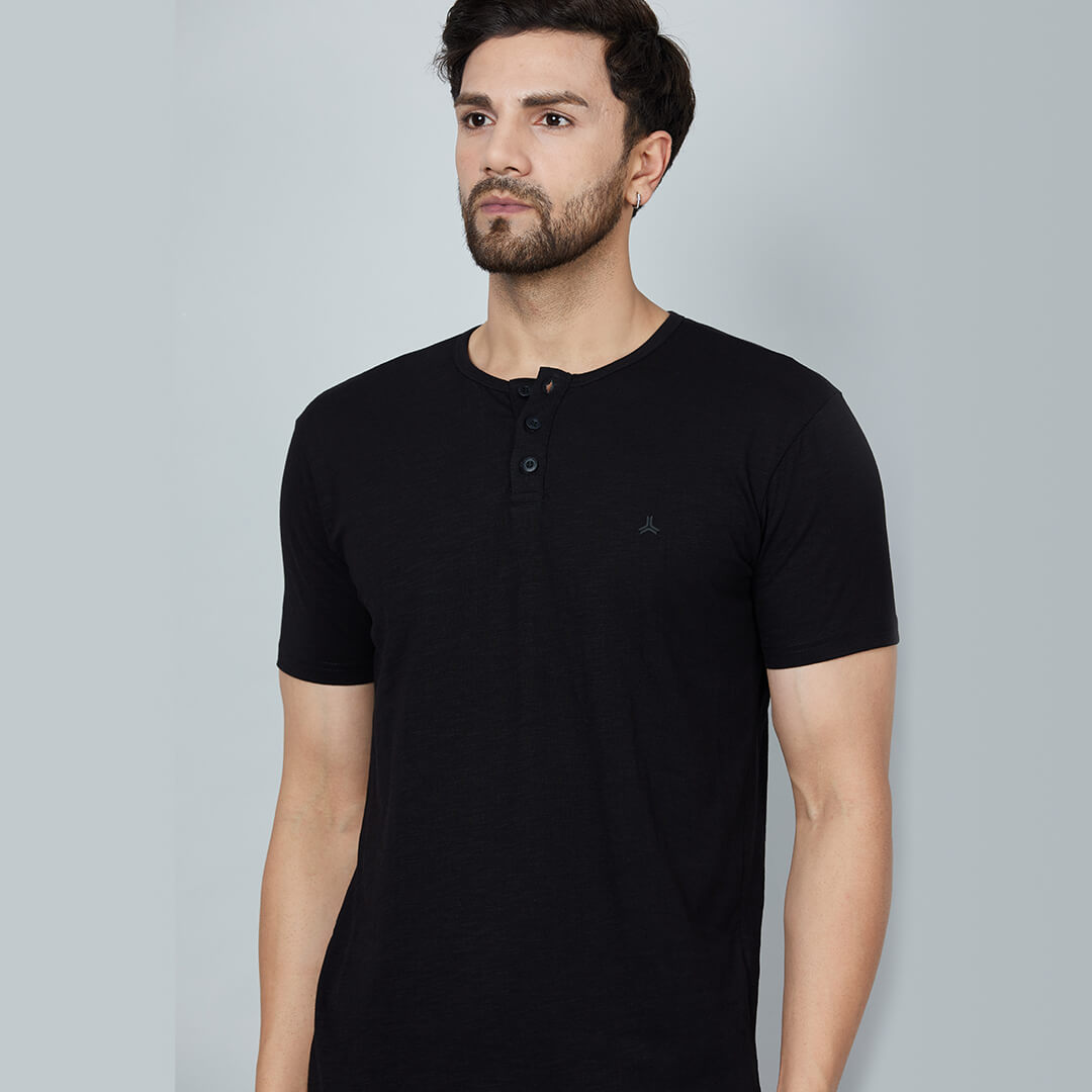 Infinia Men Stretch Slub Henley Tshirt