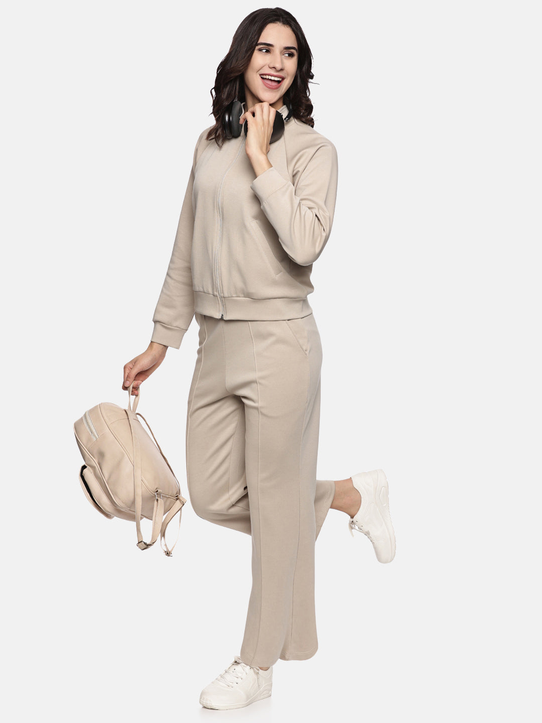 Modal Tech Flex Zip-up Sweatshirt - Bliss Beige