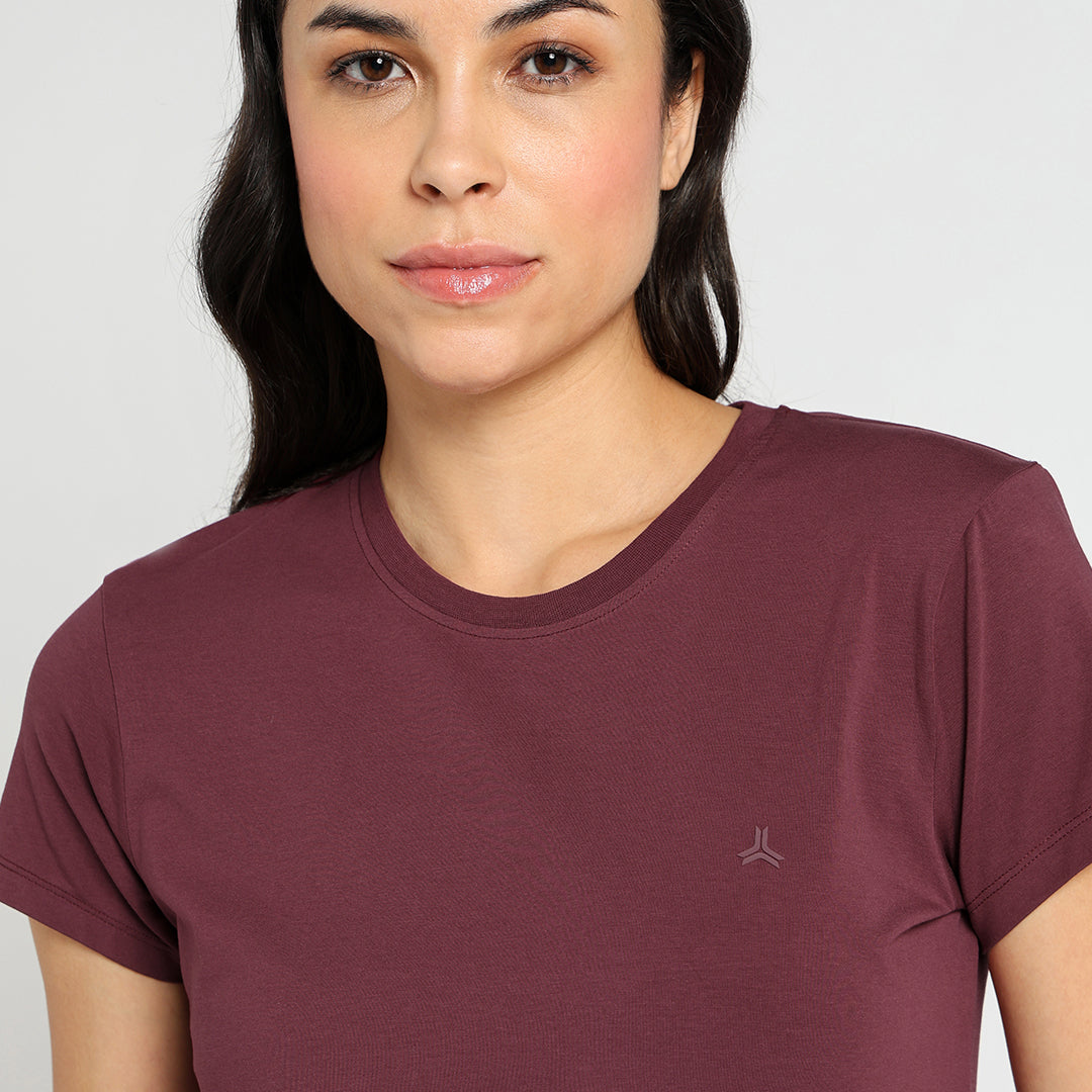 Crew Neck Solid T-Shirt - Bliss Burgundy