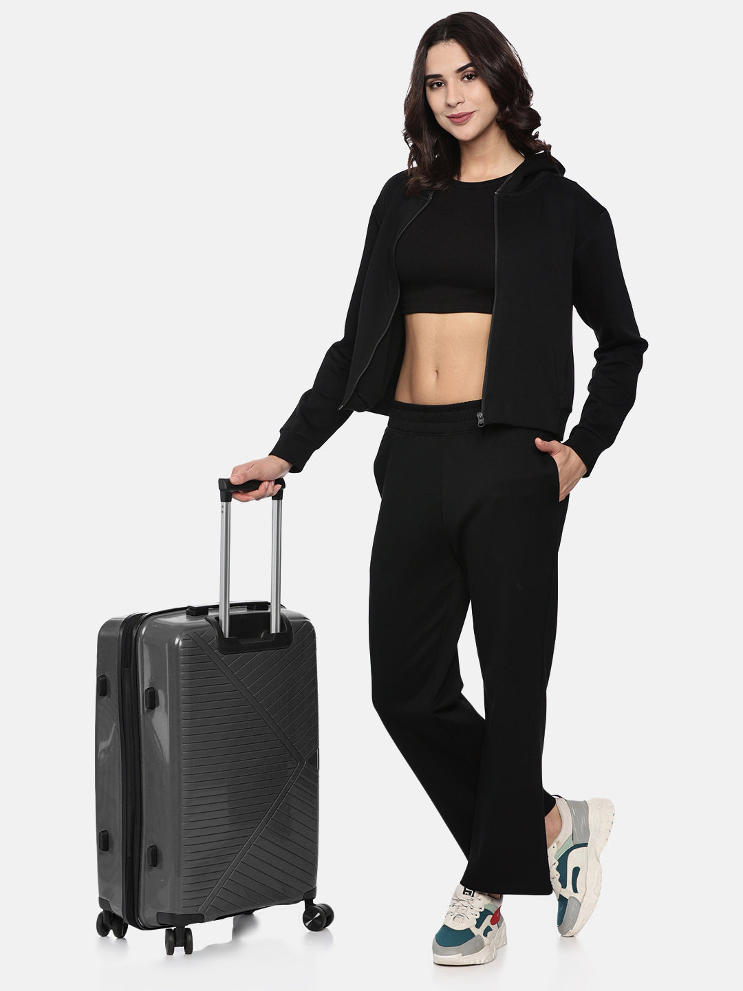 Womens Modal Tech Flex Flare Pants - Black