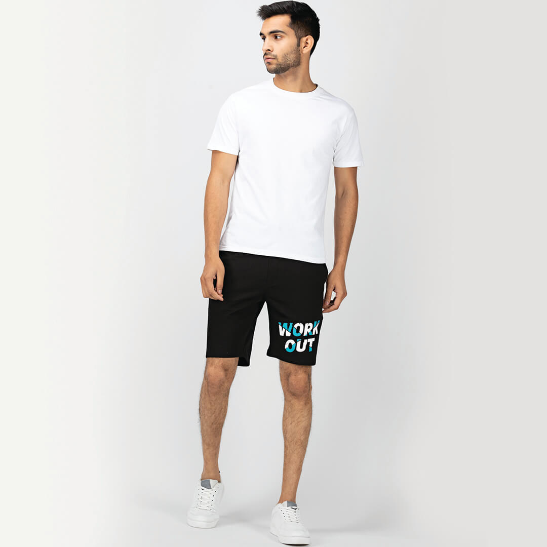 Men's Graphic Printed Shorts - Black ( Workout )