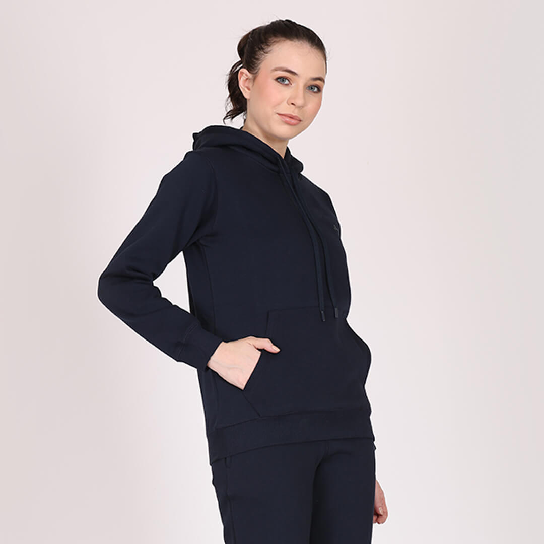 Women Basic Hoodie-Denim Blue