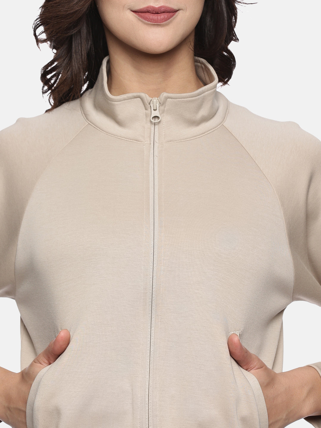 Modal Tech Flex Zip-up Sweatshirt - Bliss Beige