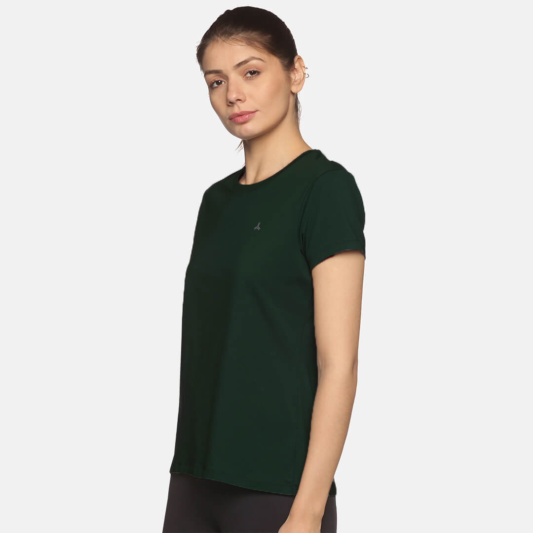 Crew Neck Solid T-Shirt - Deep Green