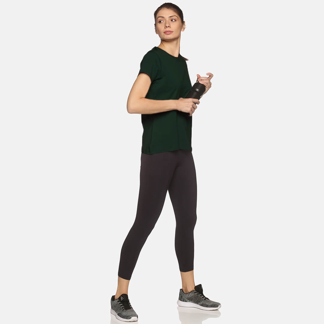 Crew Neck Solid T-Shirt - Deep Green