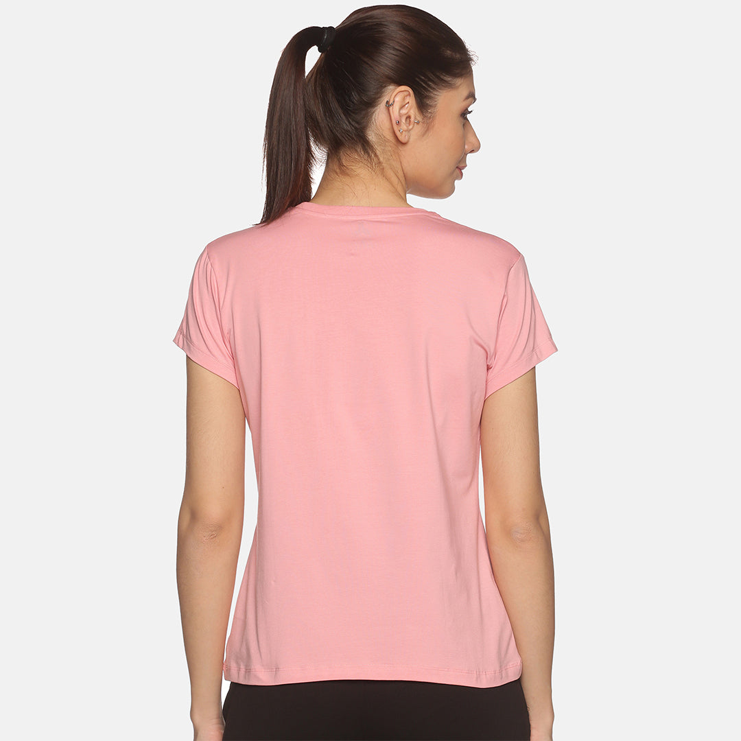 Crew Neck Solid T-Shirt - Lace Pink