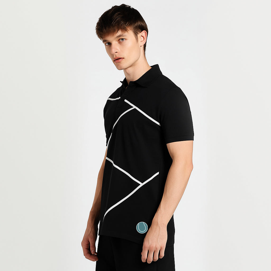 Tennis Polo T-shirt- Black