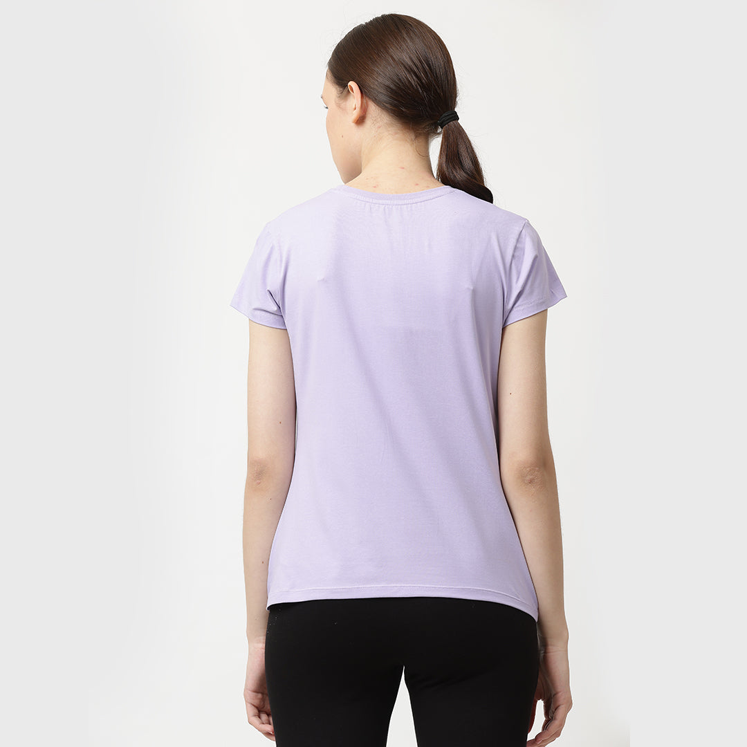 Crew Neck Solid T-Shirt - Floral Lilac