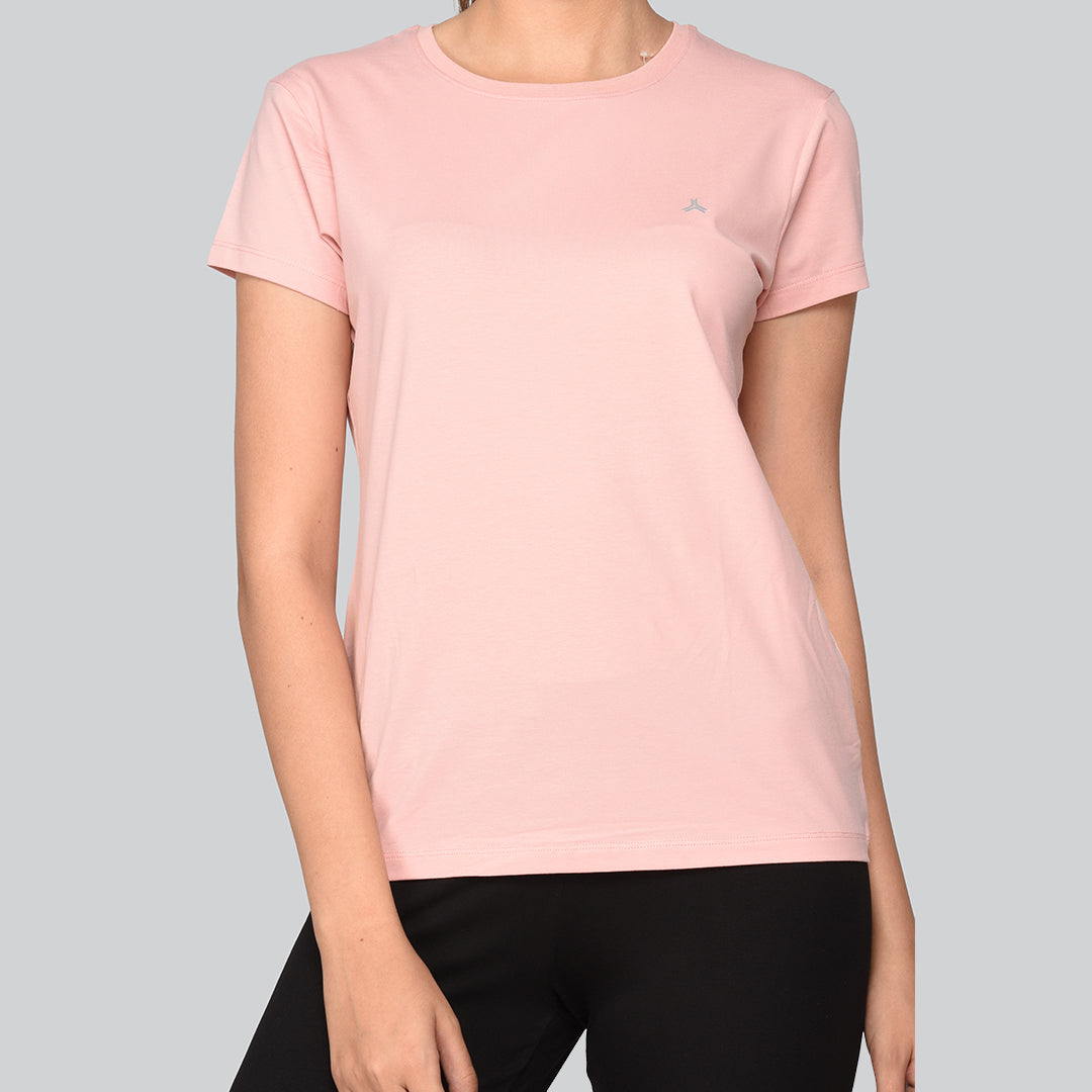 Crew Neck Solid T-Shirt - Rose Pink