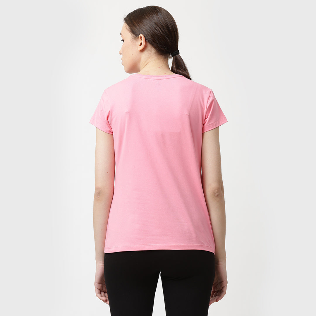 Crew Neck Solid T-Shirt - Neon Pink