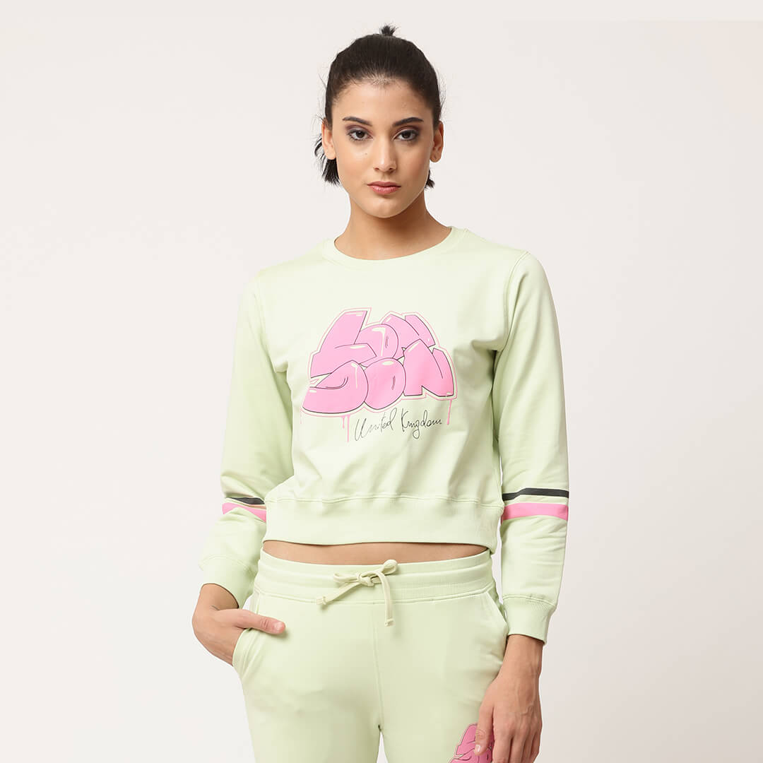 Crop Sweatshirts - Mint Green