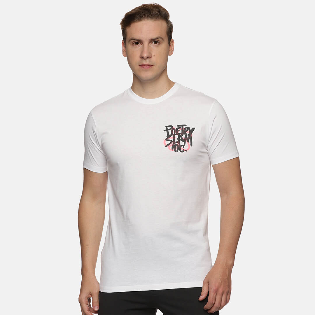 White Graphic Printed T-shirts - Poetry