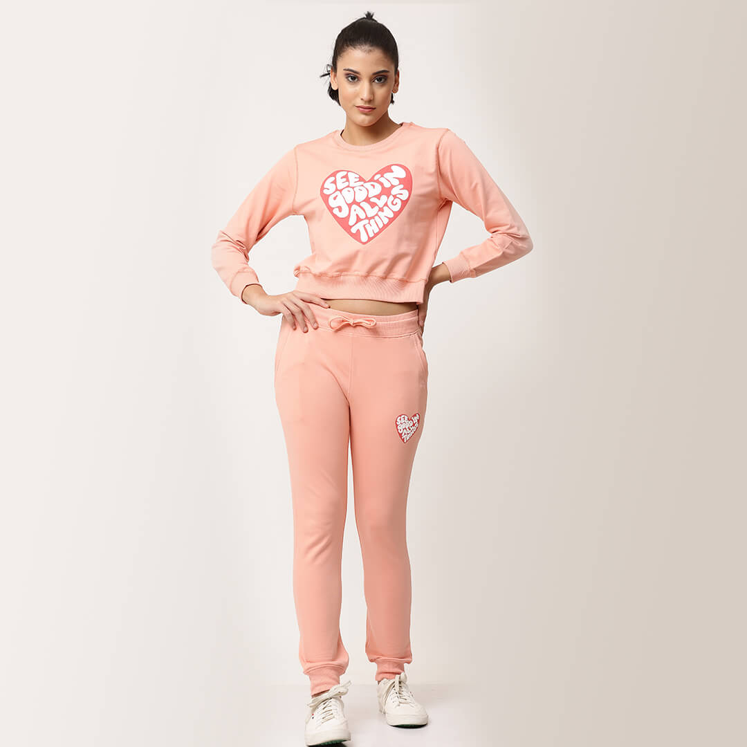 Crop Sweatshirts - Peach