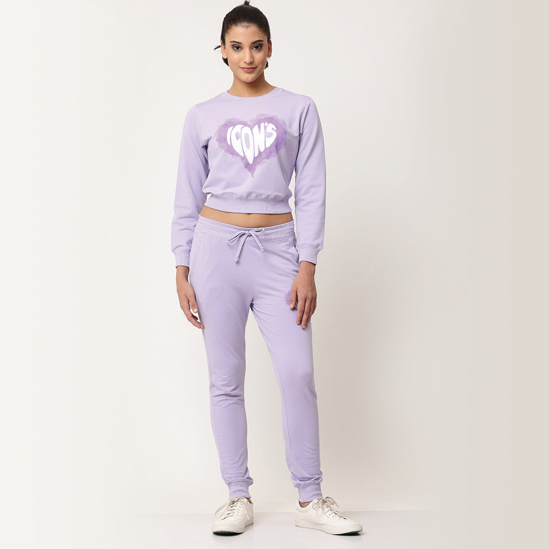 Printed Joggers - Floral Lilac
