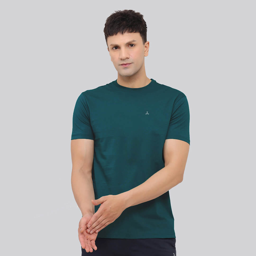 Solid Stretch T-shirt -  Peacock Blue