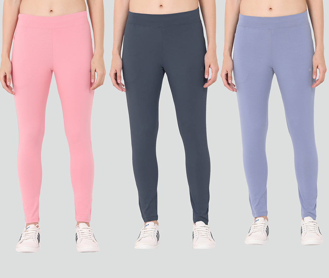 Yoga Pants Pack of 3 - Neon Pink, Opera Mauve & Independence Blue