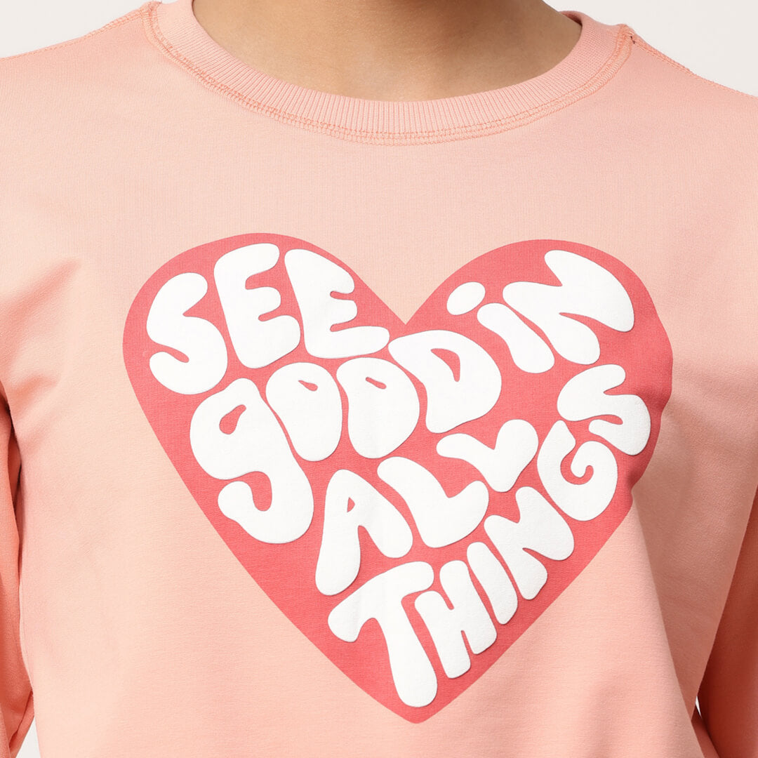 Crop Sweatshirts - Peach