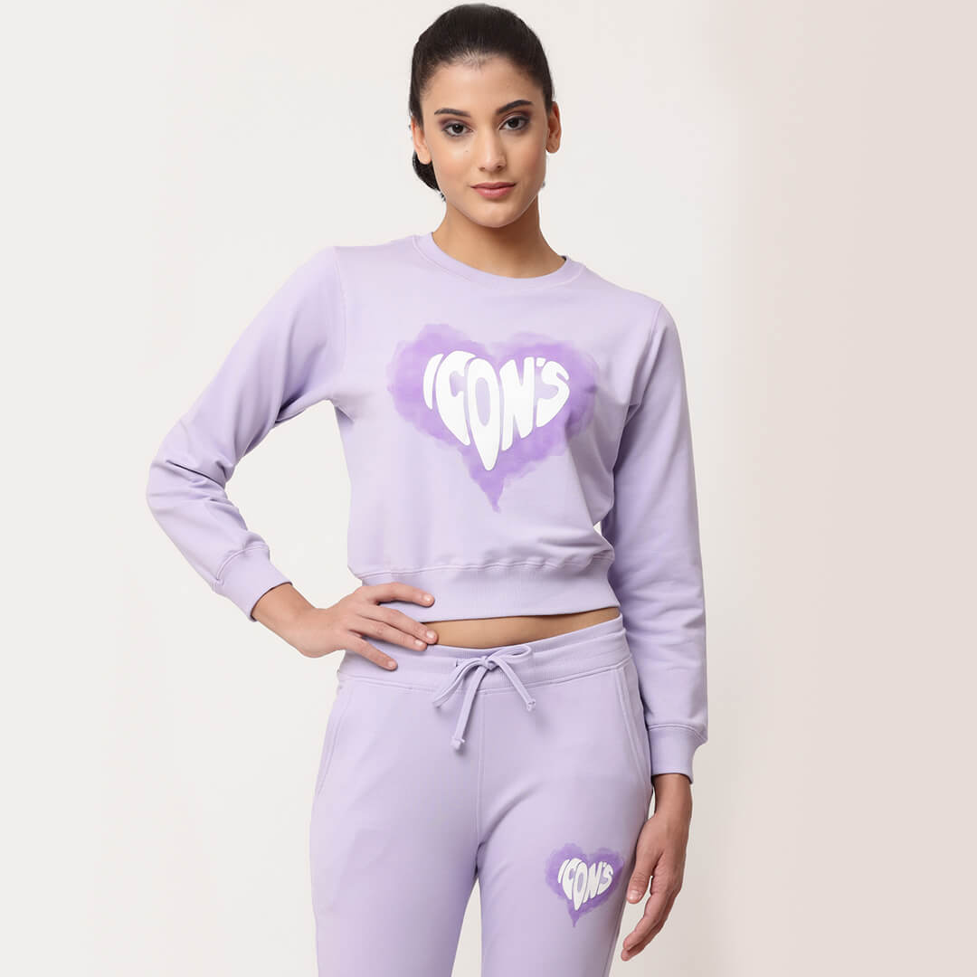 Crop Sweatshirts - Purple