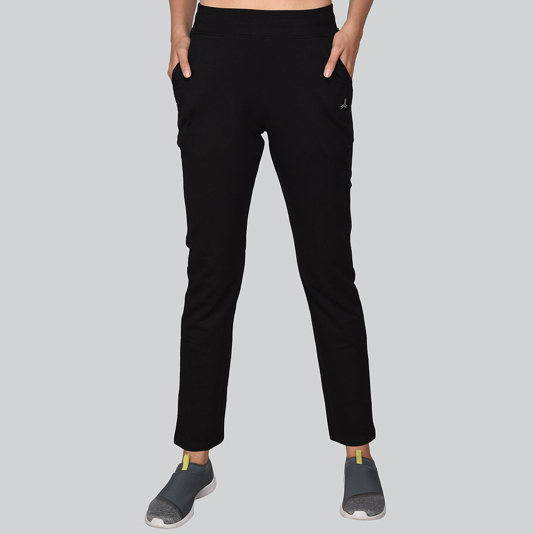Buy Pack of 2 Women's Black & Blue Straight Fit Trousers Online at Bewakoof