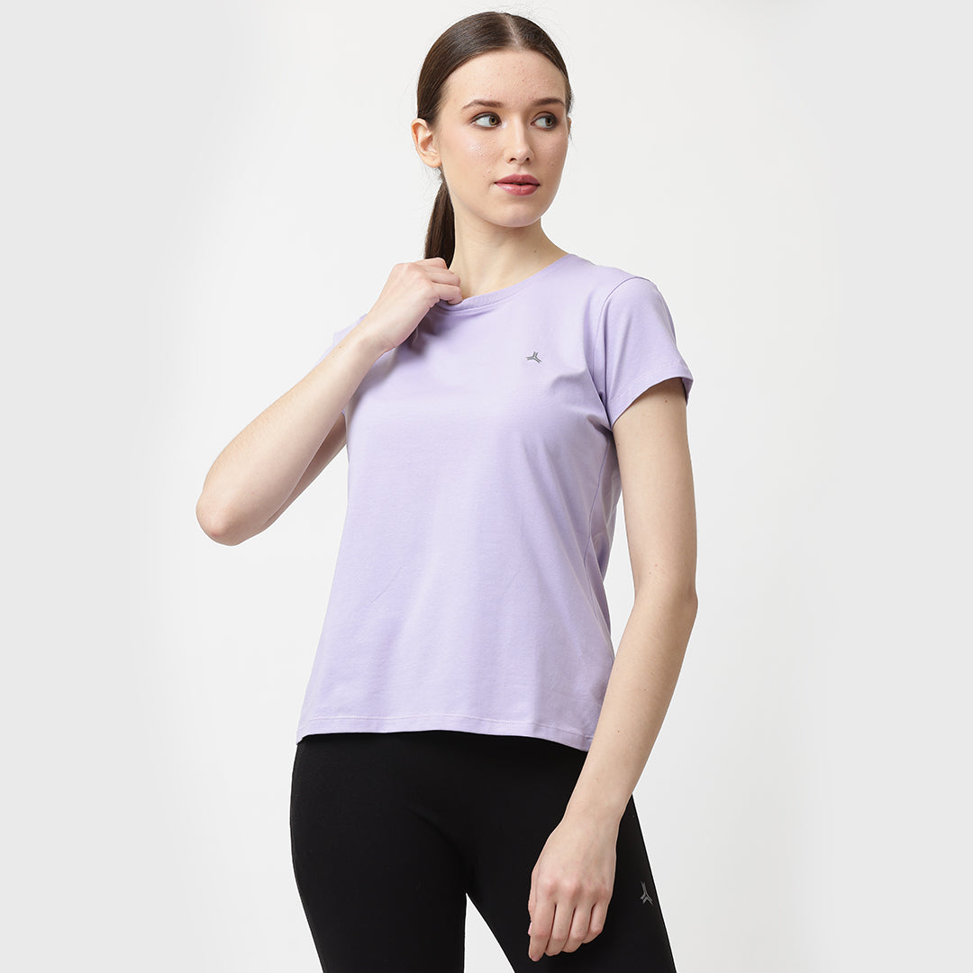 Crew Neck Solid T-Shirt - Floral Lilac