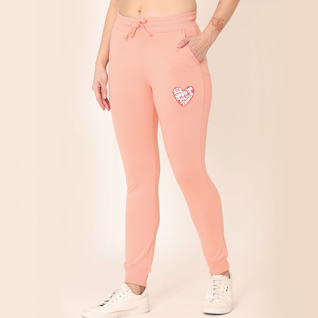 Printed Joggers - Soch Peach