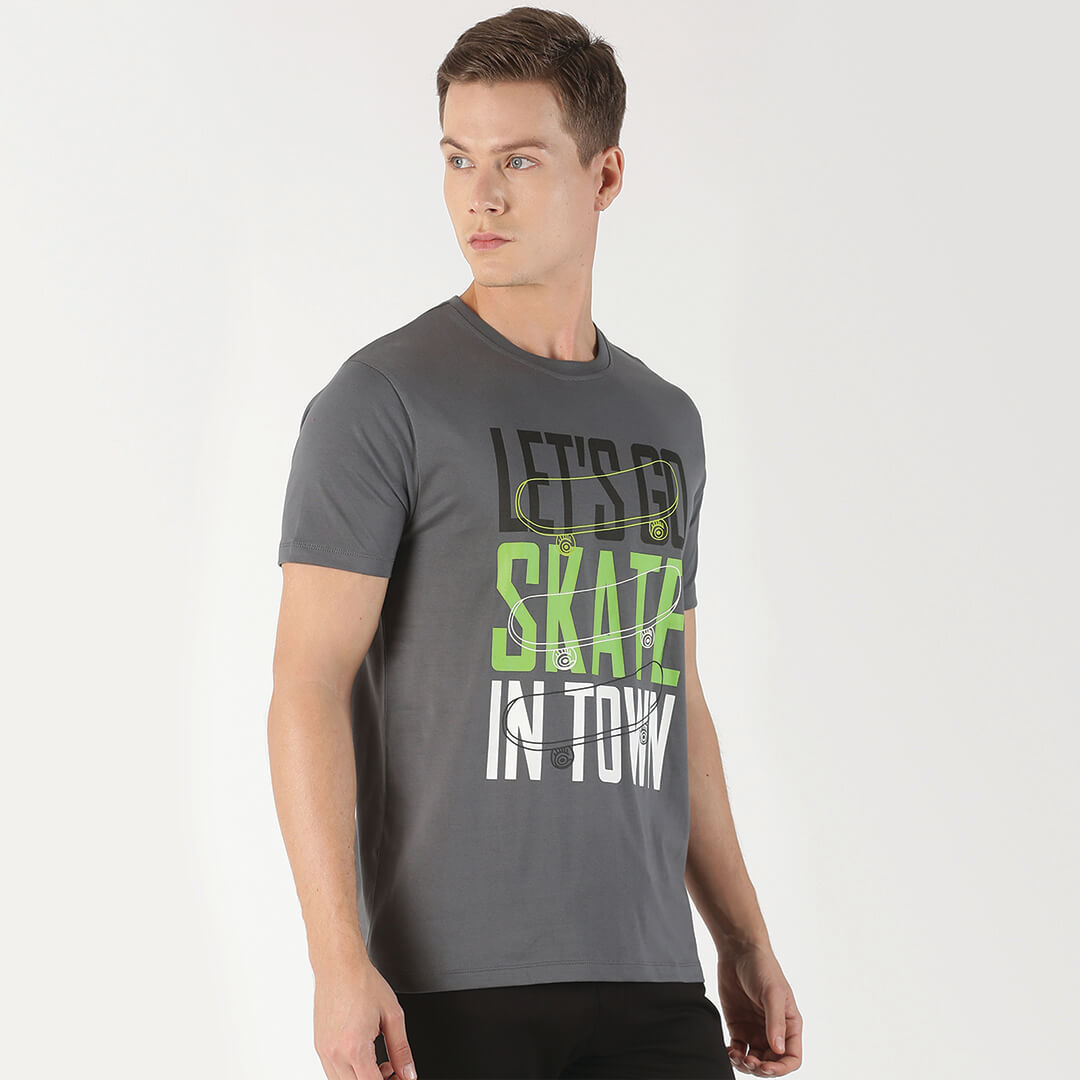 Printed T-shirt- Steel Grey