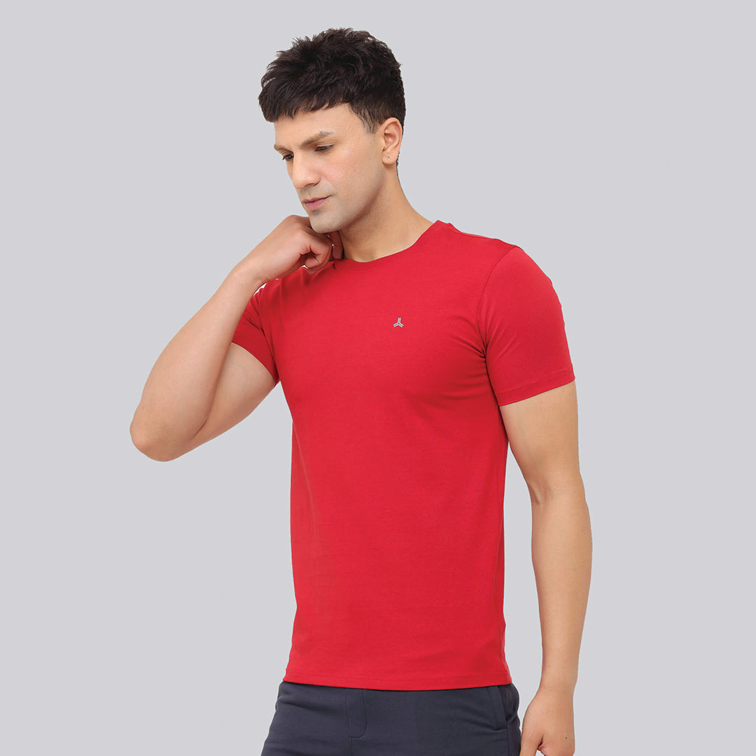 Solid Stretch T-shirt -  Bold Red