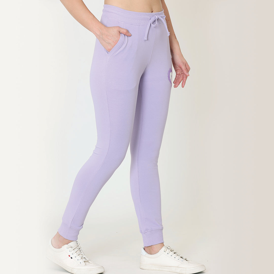 Printed Joggers - Floral Lilac