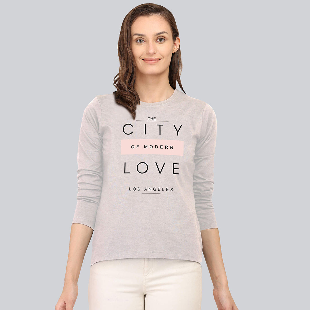 Graphic Printed Full Sleeve T-Shirt - Heather Grey