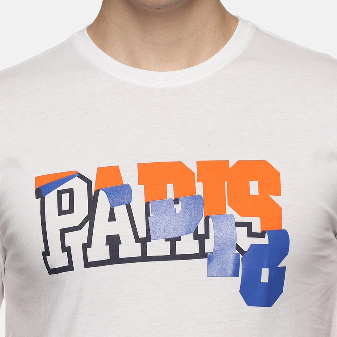 White Graphic Printed T-shirts - Paris
