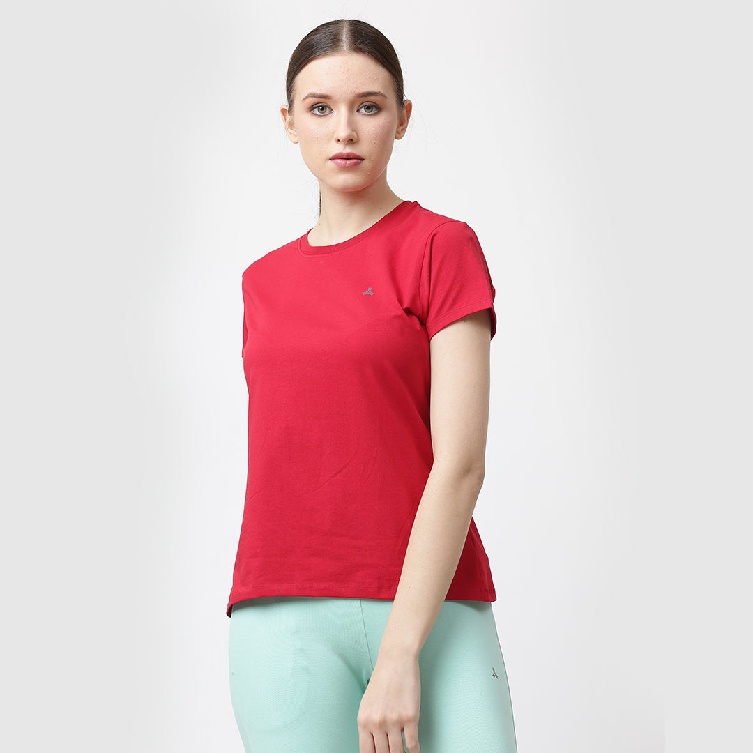 Crew Neck Solid T-Shirt - Chilli Red