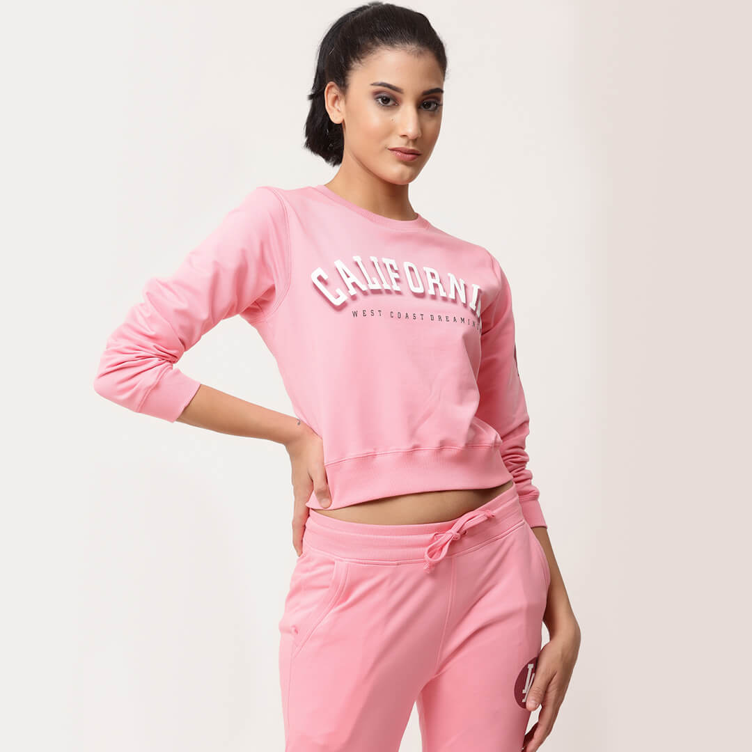 Crop Sweatshirts - Pink
