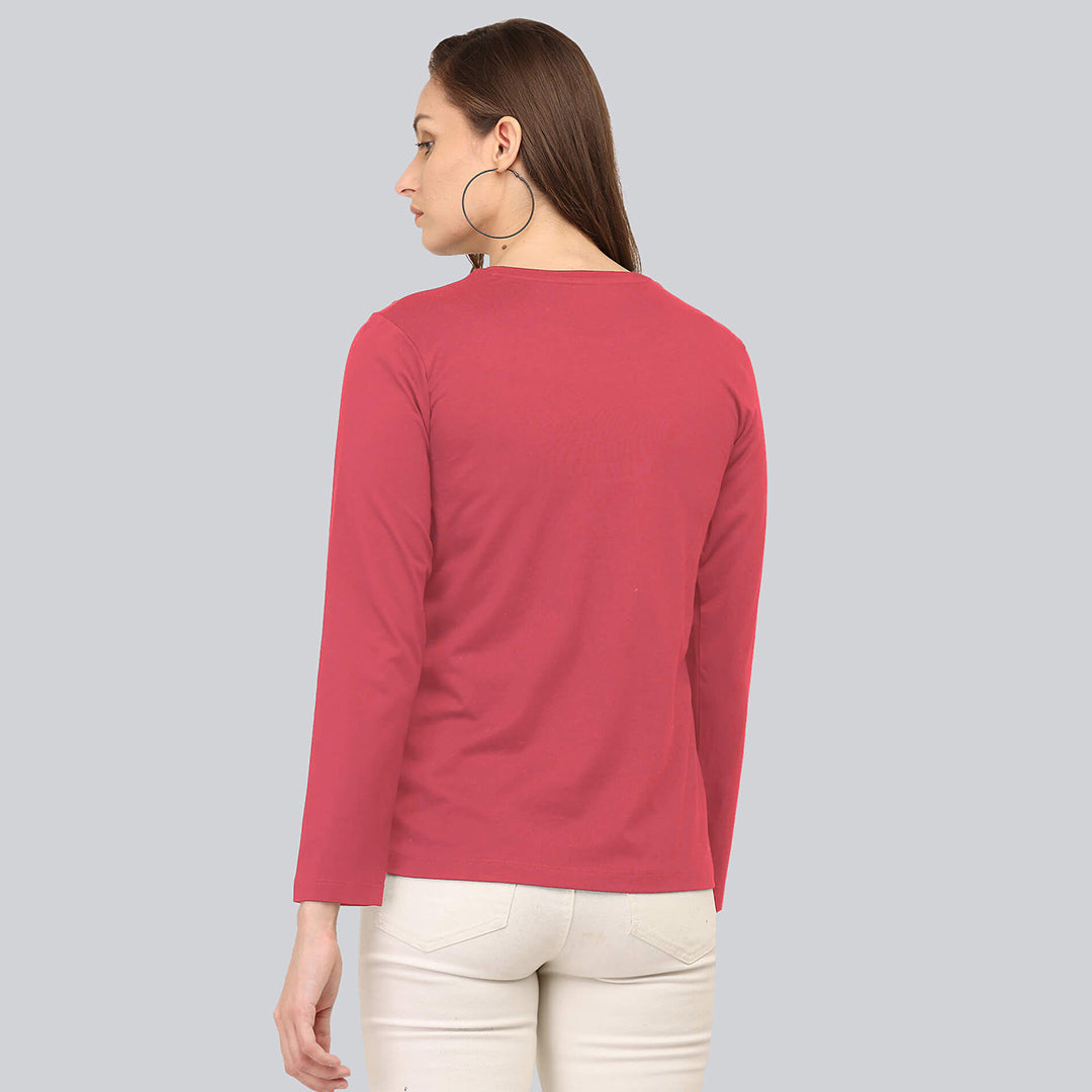 Graphic Printed Full Sleeve T-Shirt - Garnet Rose