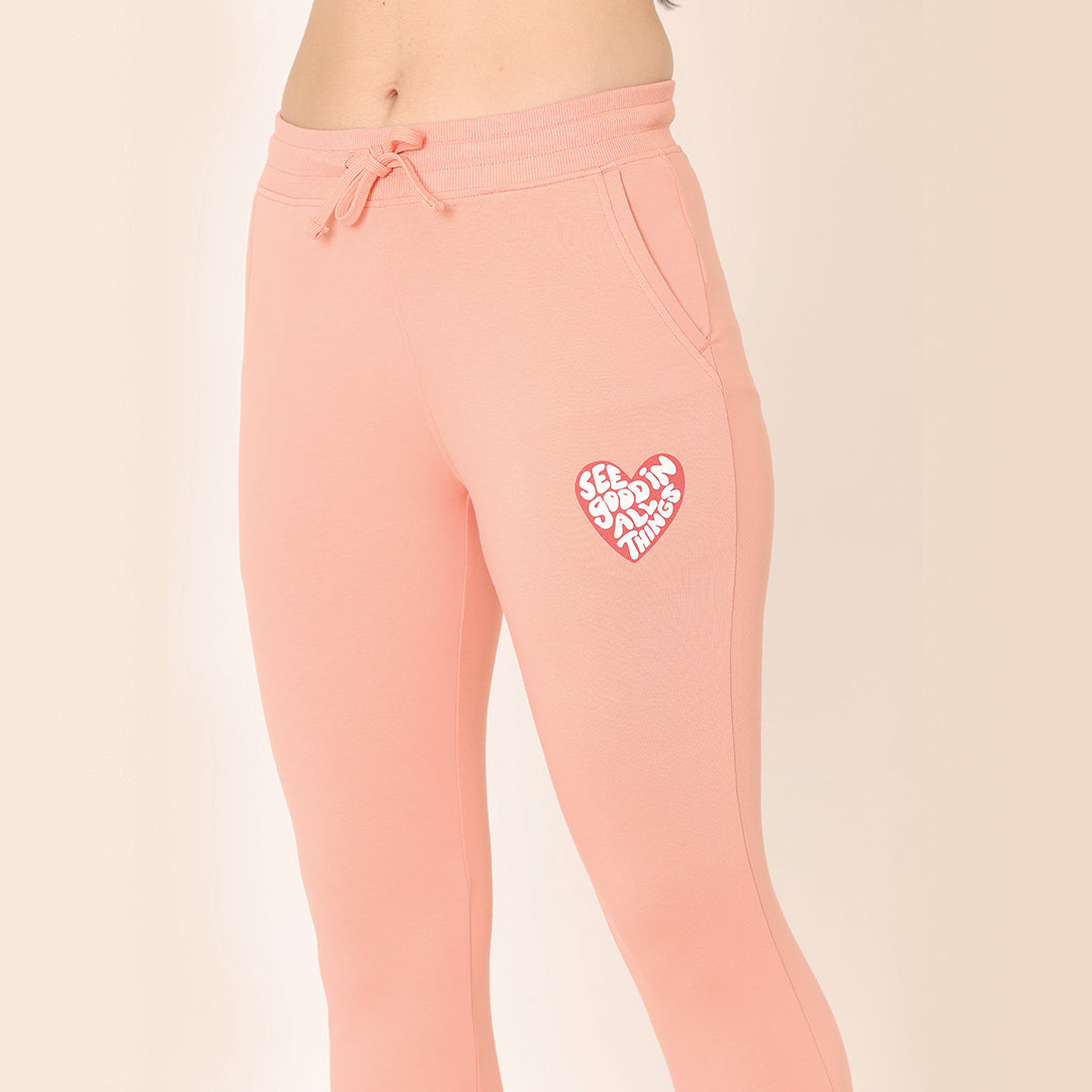 Printed Joggers - Soch Peach