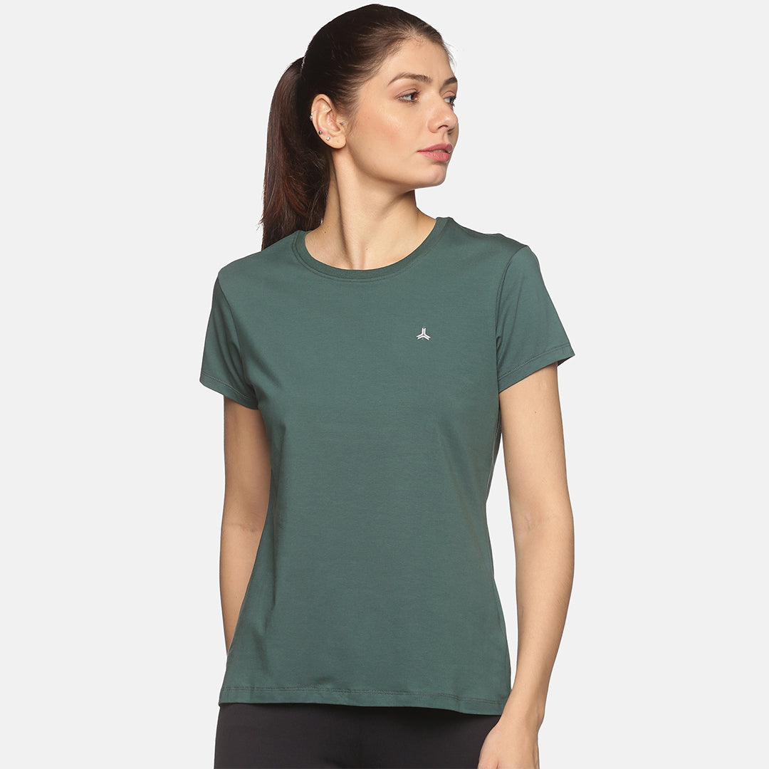 Crew Neck Solid T-Shirt - Pine Green